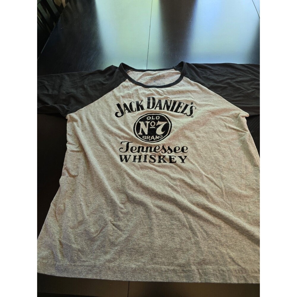 Jack Daniels Tennessee Whiskey Shirt Mens XL Gray Black Raglan Baseball Tee 2023